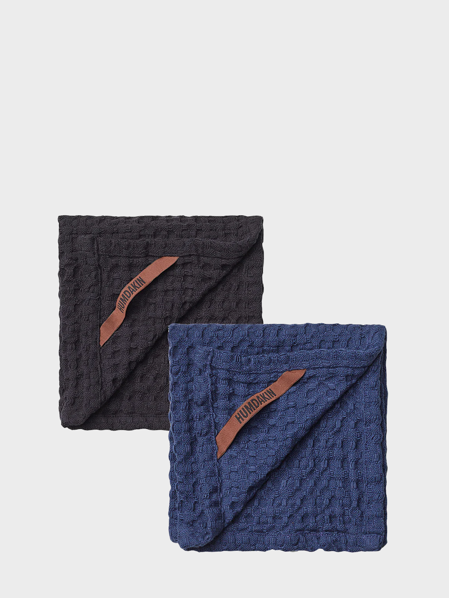 HUMDAKIN Vaflet klud - 2 stk Organic Textiles 105 Coal - Sea Blue